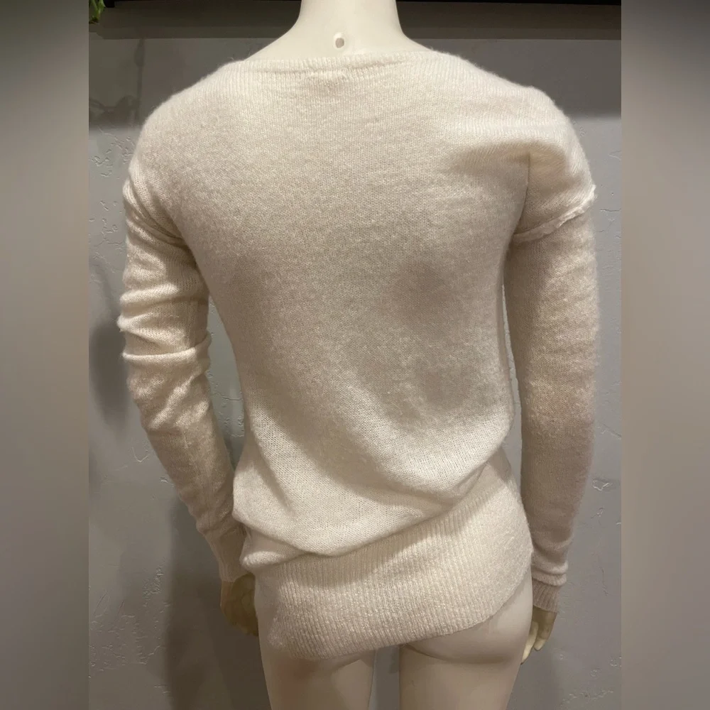 J.Crew Wool and mohair blend Cream Sweater with Button Detail size S